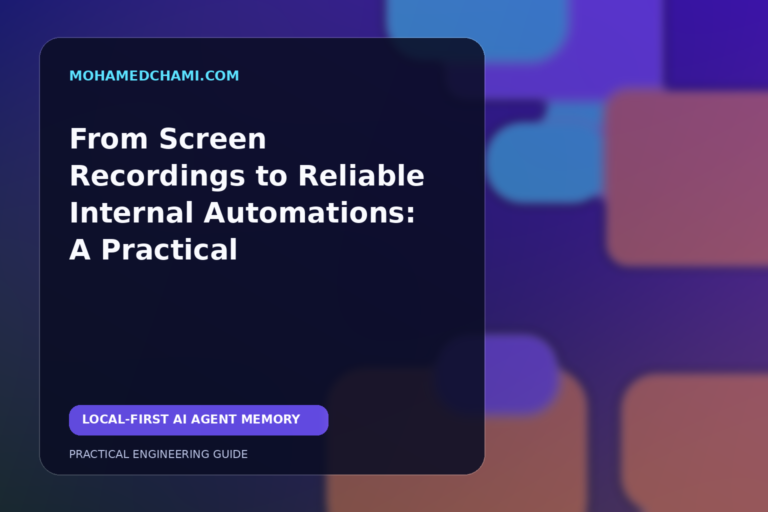 Editorial illustration of a secure local-first AI agent memory pipeline transforming redacted screen recordings into approved internal automation workflows.