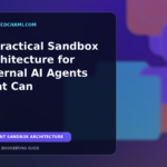 Editorial illustration of isolated AI agent execution with separate credential, network, file, and audit controls.