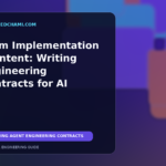 Editorial illustration of an engineering contract coordinating AI coding, testing, and controlled software delivery.