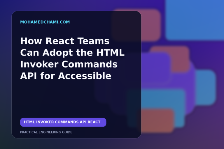 Editorial illustration of declarative HTML controls connecting a dialog and popover overlay in a React application.