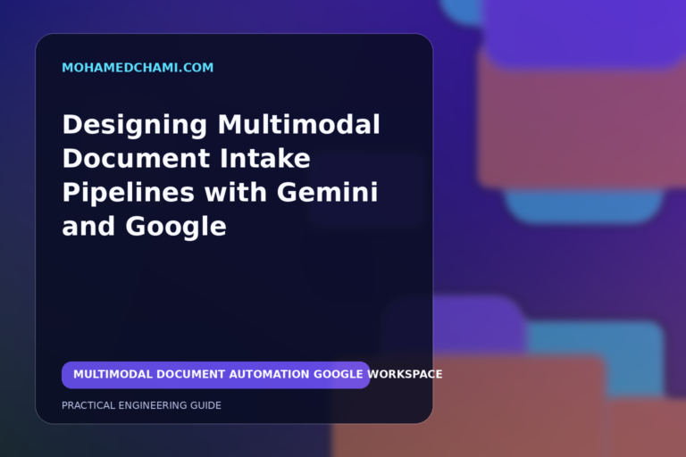 Abstract editorial illustration of a multimodal document intake pipeline moving mixed files through validation and human approval.
