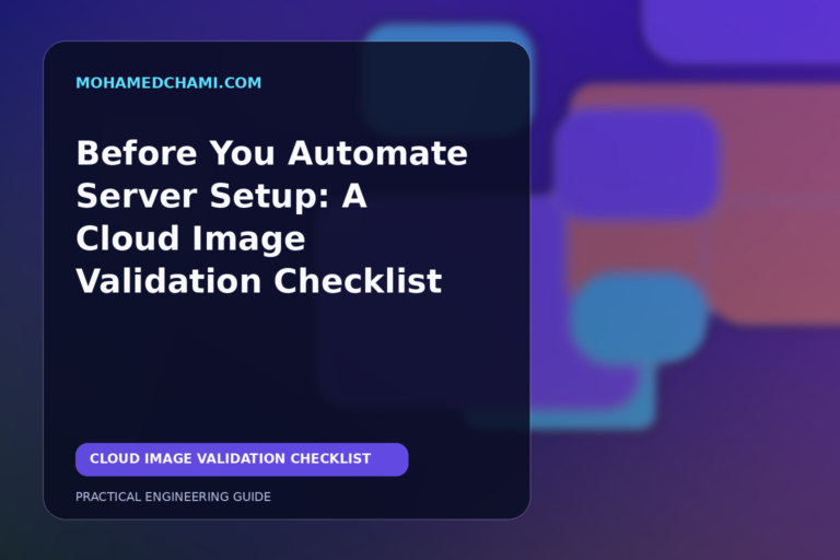 Editorial illustration of cloud server image validation for Java and AI workloads
