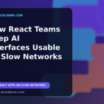 Editorial illustration of layered web interface panels under slow network testing